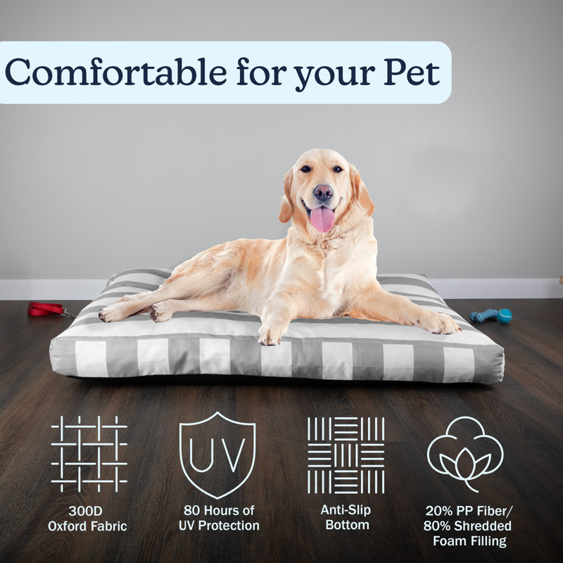  PETMAKER 44-Inch Water-Resistant Dog Bed Large – Pet Bed with Removable Washable Cover and Non-Slip Bottom, Gray, White/Gray
