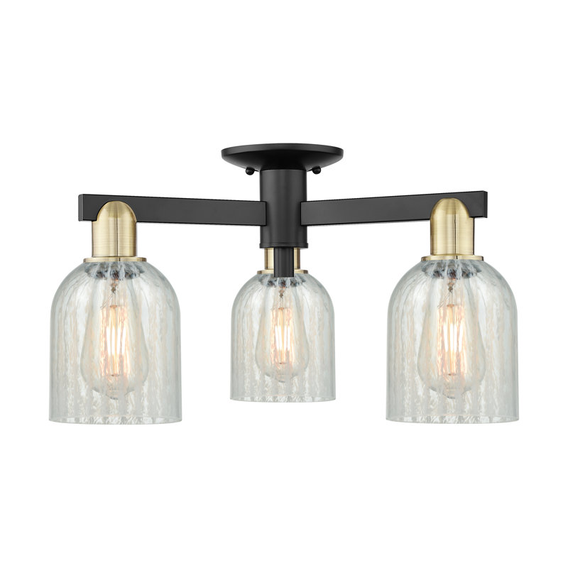 Arcadia - Mathilda - 3 Light Semi-Flush Mount with Mouchette Shade, Mouchette, Black Antique Brass