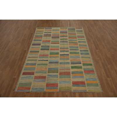 Striped Wool Kilim Handwoven Area Rug 6x9