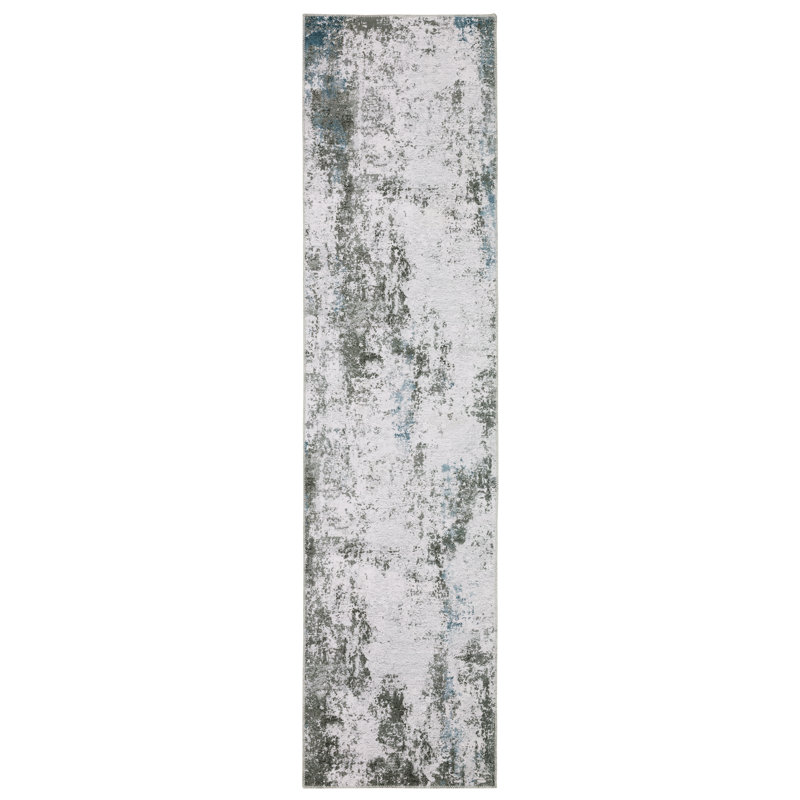 Tapis gris / blanc Melnick, Tapis de couloir 2 pi x 8 pi