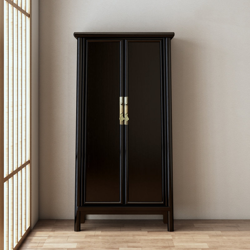 Simple Solid Wood Design Wardrobe, Black