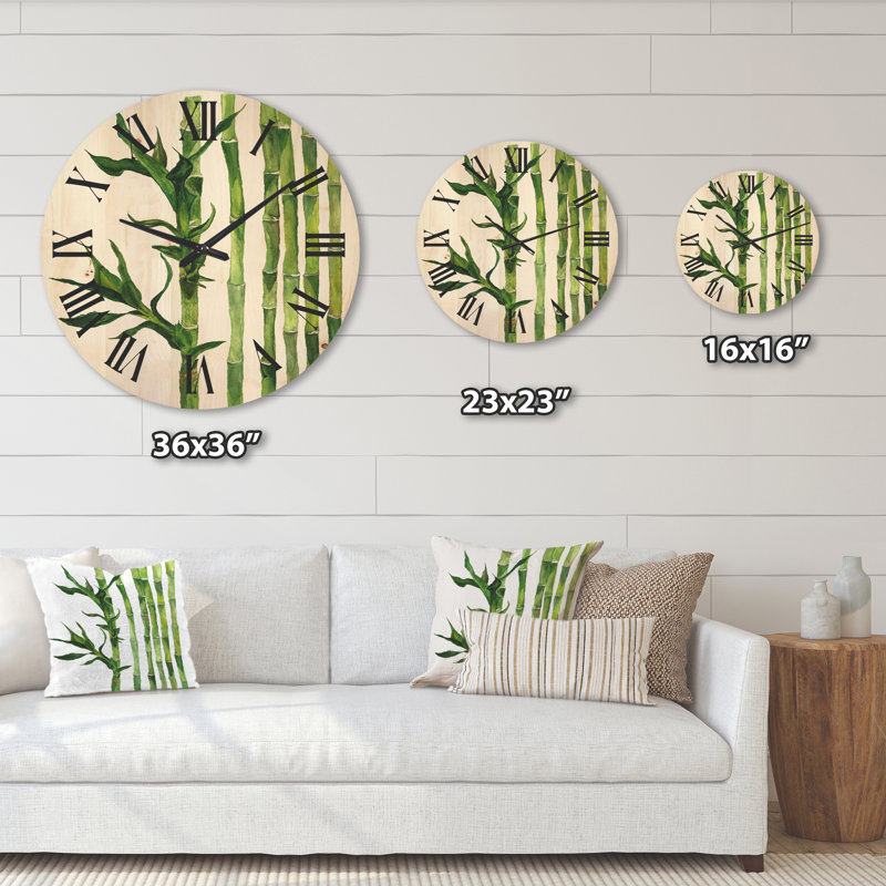 Horloge murale en bois Bamboo Branches in the Forest III, Grand