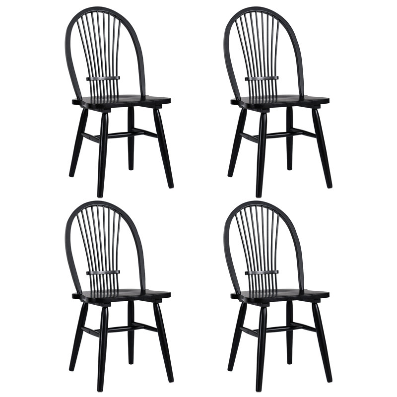 Huggins 20" Wide Farmhouse Style Windsor Back Solid Wood Dining Chairs, 4