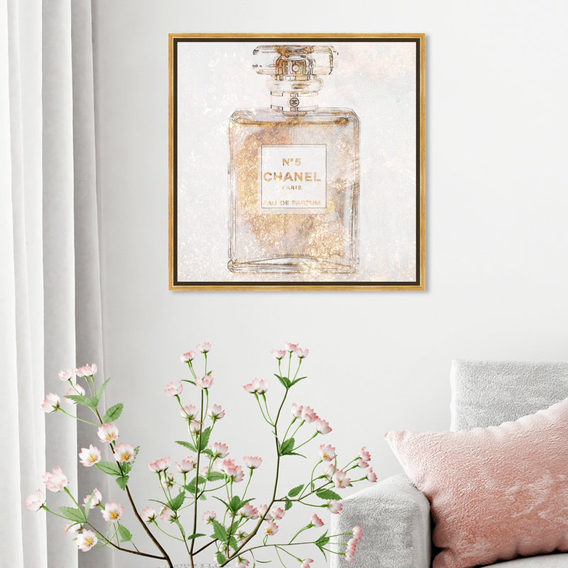 Parfum Glimmer - peinture sur toile, Impression encadrée, H 30 po x l 30 po, Doré