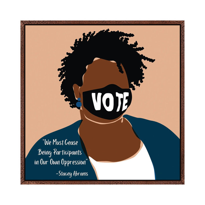 Stacey Abrams - Print on Canvas, Classic Brown Wood Framed, 45.72 cm H x 45.72 cm W