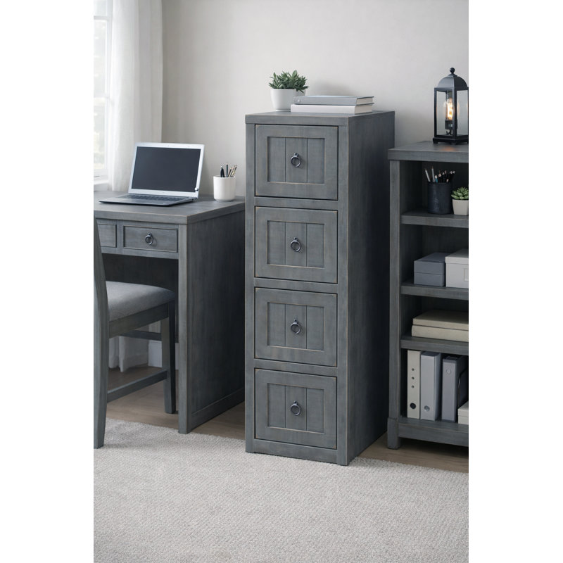 Classeur vertical 4 tiroirs Raina, Bleu foncé rustique
