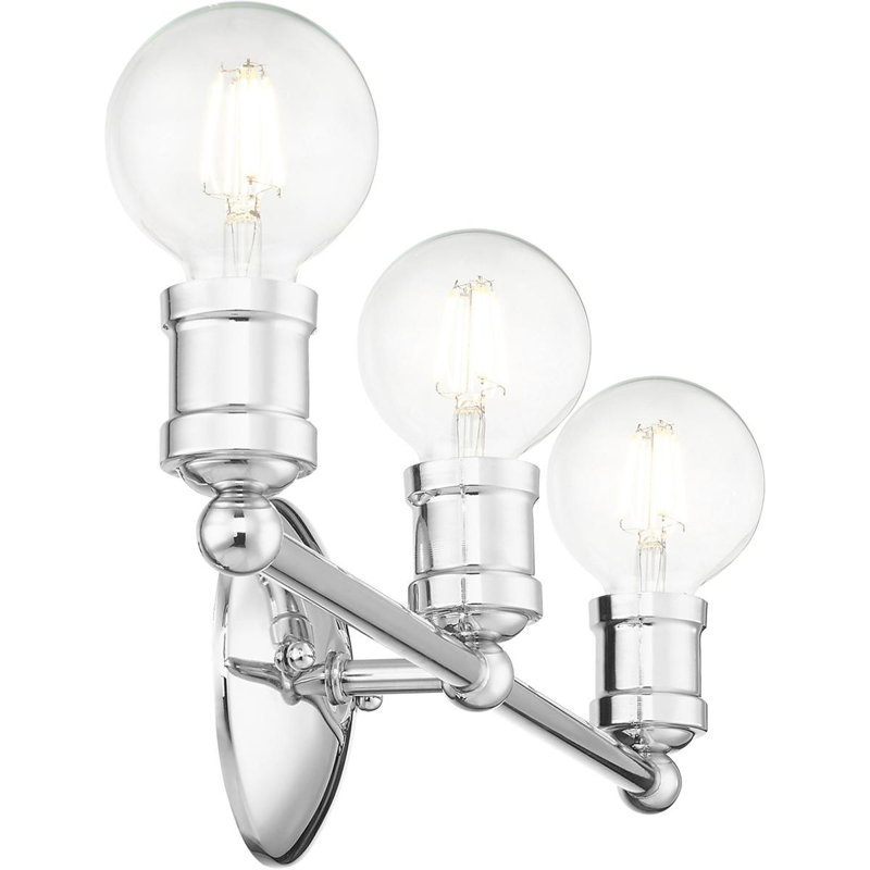 Éclairage pour meuble-lavabo moderne 20,25 po | Luminaire à 3 lumières | Matériau de base en acier., Chrome poli