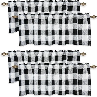 4 Packs Buffalo Plaid Kitchen Valance Tailored 52'' W Window Valance