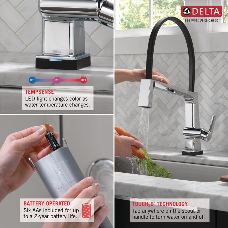 Pivotal Pull Down Touch Single Handle Kitchen Faucet, Polished Nickel