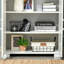 Armoire à 4 portes avec rangement pour garde-manger industriel, blanc pour la cuisine, la chambre à coucher, le salon, les tablettes de rangement du vestibule,
