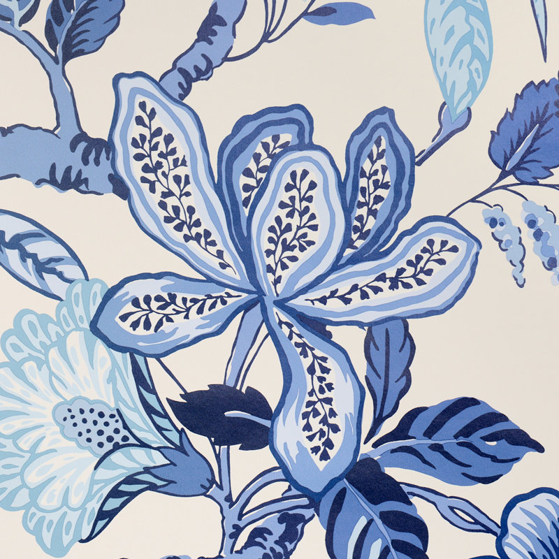 Papier peint Schumacher X Timothy Corrigan Huntington Gardens, Bleu marine