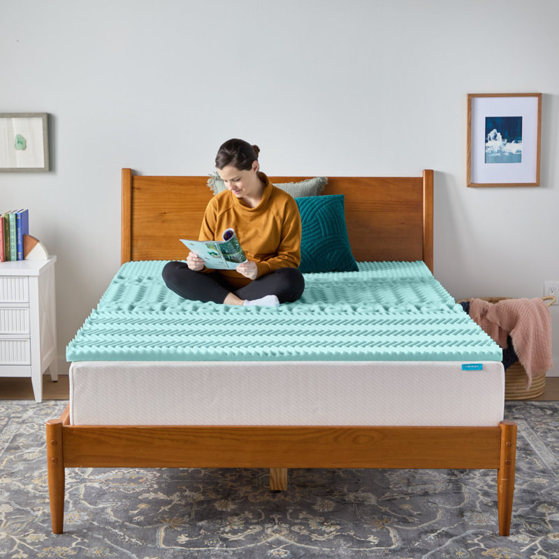Linenspa 1.5" 7-Zone Cooling Gel and Green Tea Memory Foam Mattress Topper - Full, Full / Double, 1.5