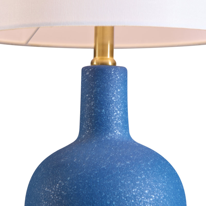 18.5’’ Blue Ceramic Table Lamp with White Fabric Shade