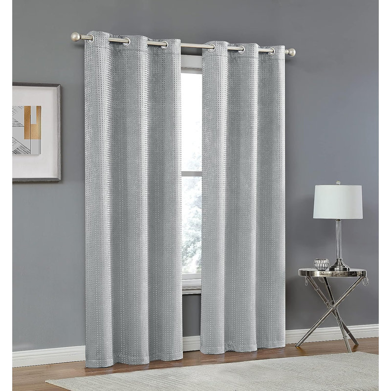Paire de rideaux occultant pour œillets pour chambre à coucher, Argent, L 38 po x L 84 po