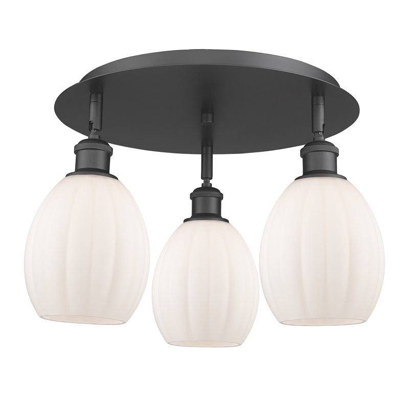 Plafonnier semi-encastré en verre Berl, Blanc mat, Noir mat