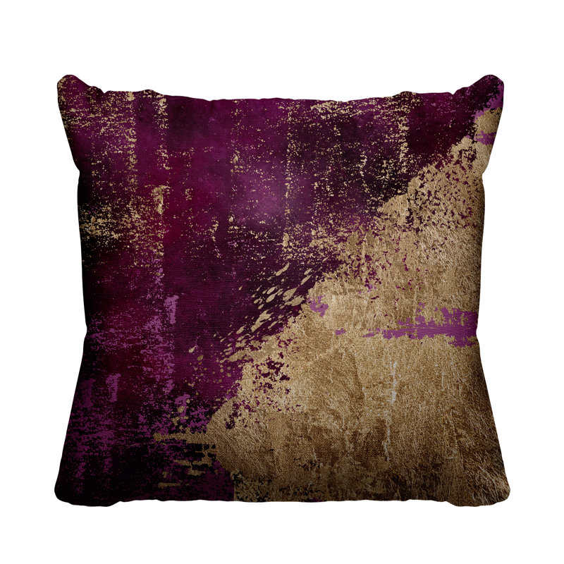 Coussin intérieur / extérieur Lincolnwood, H 15 po x l 15 po, Mauve / doré