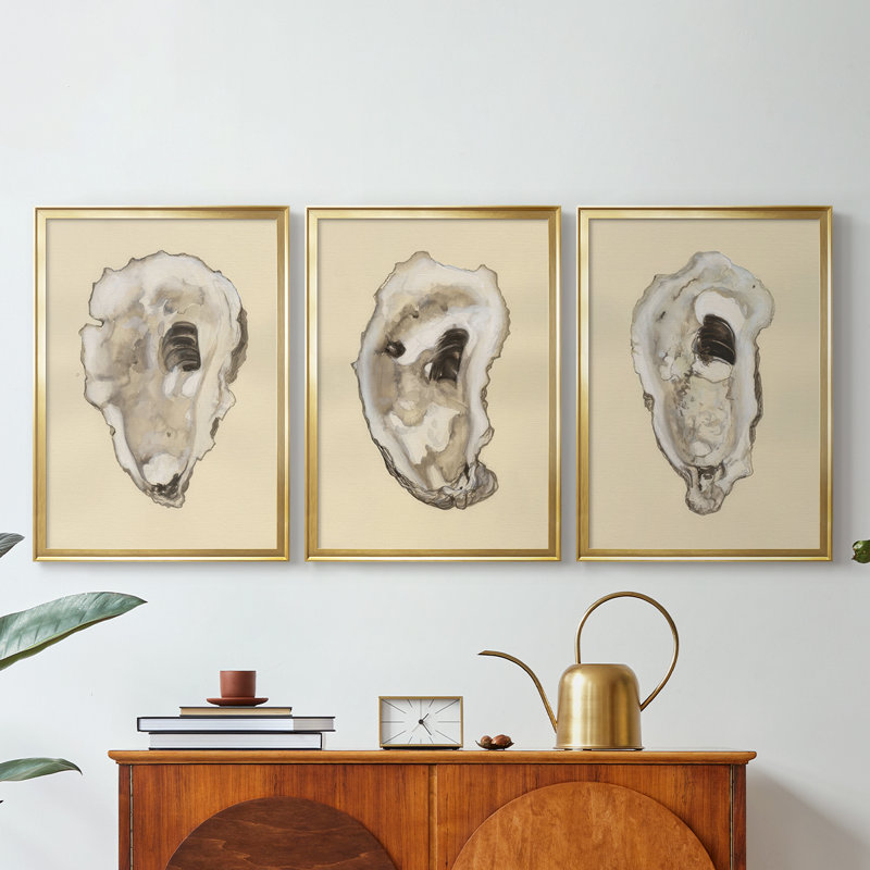 Toile sépia Oysters I, H 21 po x l 30 po, Doré