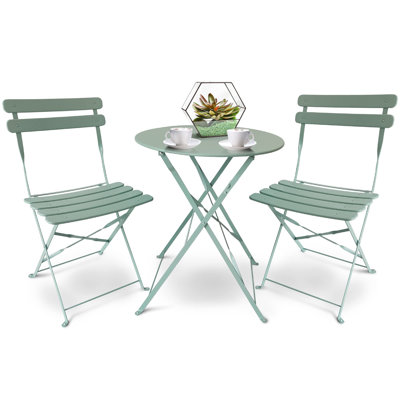 SUNMER 3-Piece Bistro Set with Foldable Table and Chairs