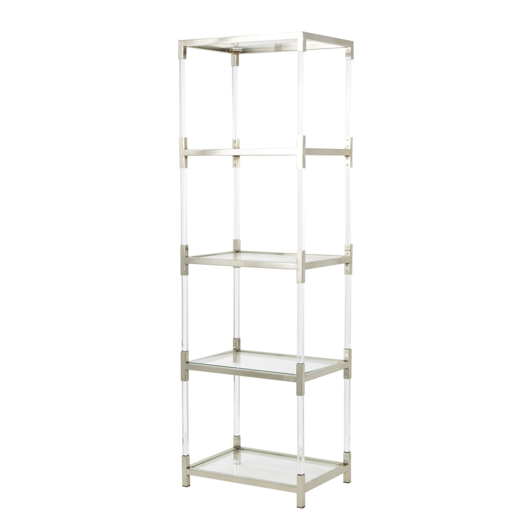 Nichalaus Acrylic Plastic Cube Shaped Storage Clear Shelving Unit with Silver Frame Supports Mercer41