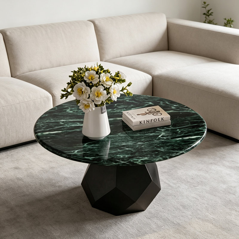 Modern round marble coffee table