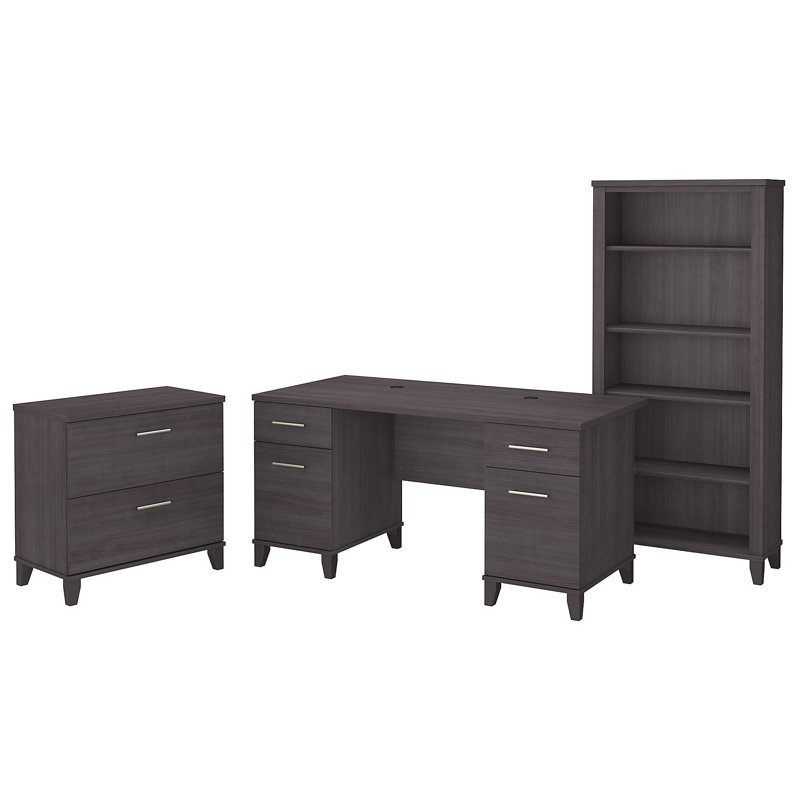 Magomed 3 Piece Computer Desk Office Set, Storm Gray