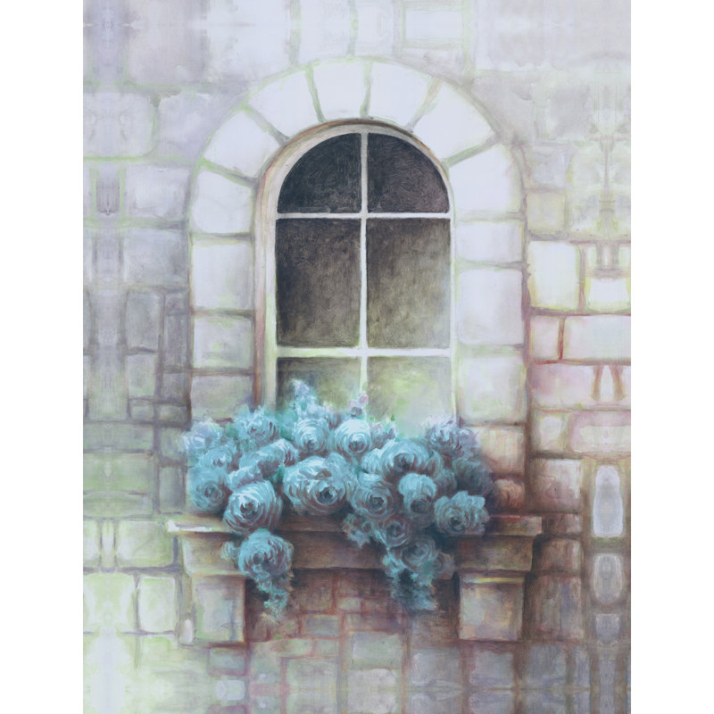 Reproduction d’art sur toile tendue de fleurs bleues en pierre, H 18 po x l 12 po