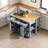 47 inch Kitchen Island with Extendable Dining Table, Rubber Wood Veneer Kitchen Table with Internal Storage Rack, Power Outlet, Kitchen island with Storage 2 Drawers 2 Cabinet-1409146490