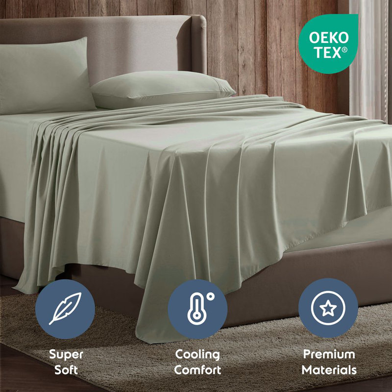 Hotel Collection Soft Breathable Bed Sheet Set with Deep Pocket Fitted Sheet, California King, Sage