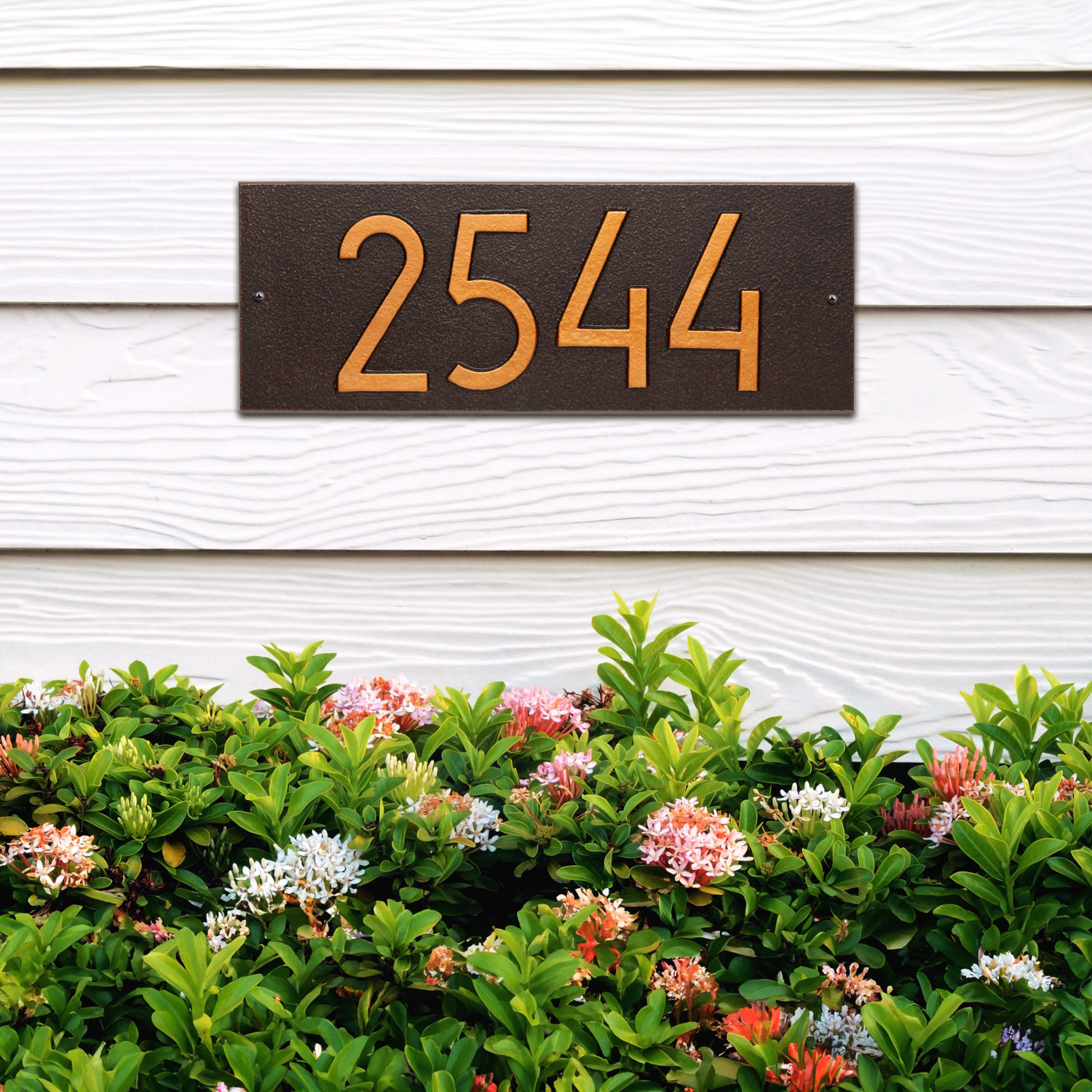 Mid-Century Modern Address Plaque, Oil Rubbed Bronze, Yes