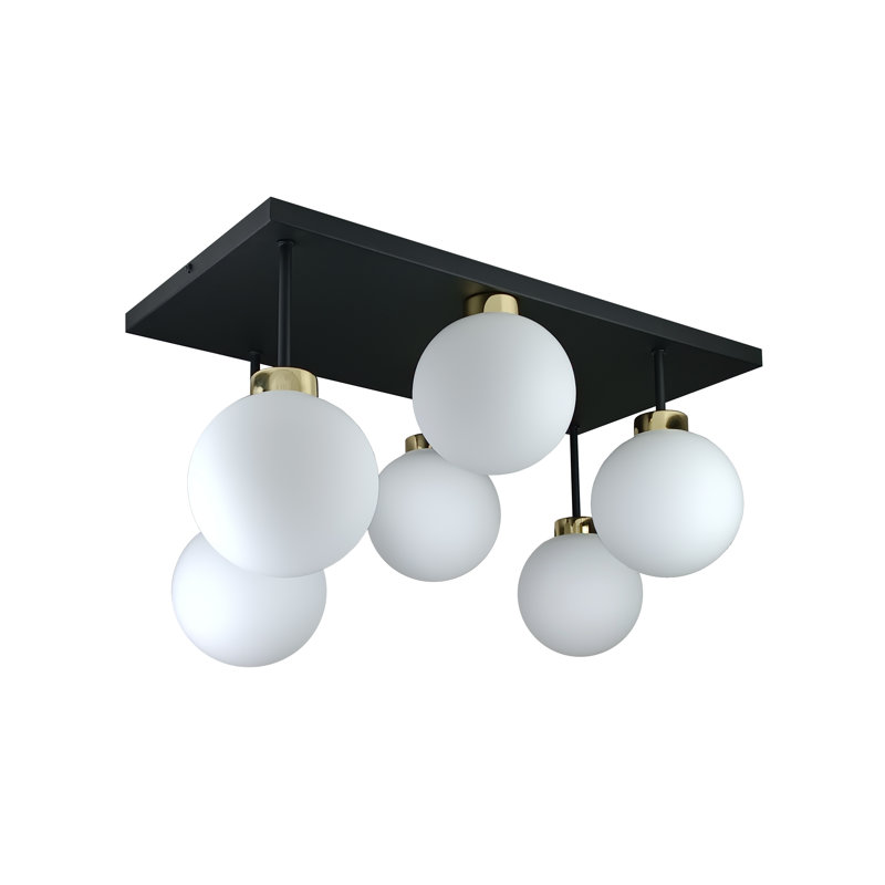 Alexzander Glass Semi Flush Mount, Gold, White