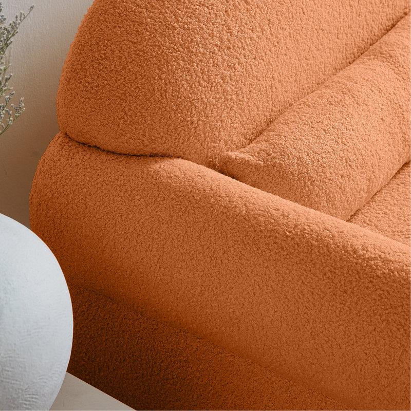Décoration moderne pour rehausser l'apparence du salon - Orange, 2, mousse, canapé composé de 2 sièges de chambre à coucher orange avec somptueuse laine d'agneau, coussin lombaire, structure stable