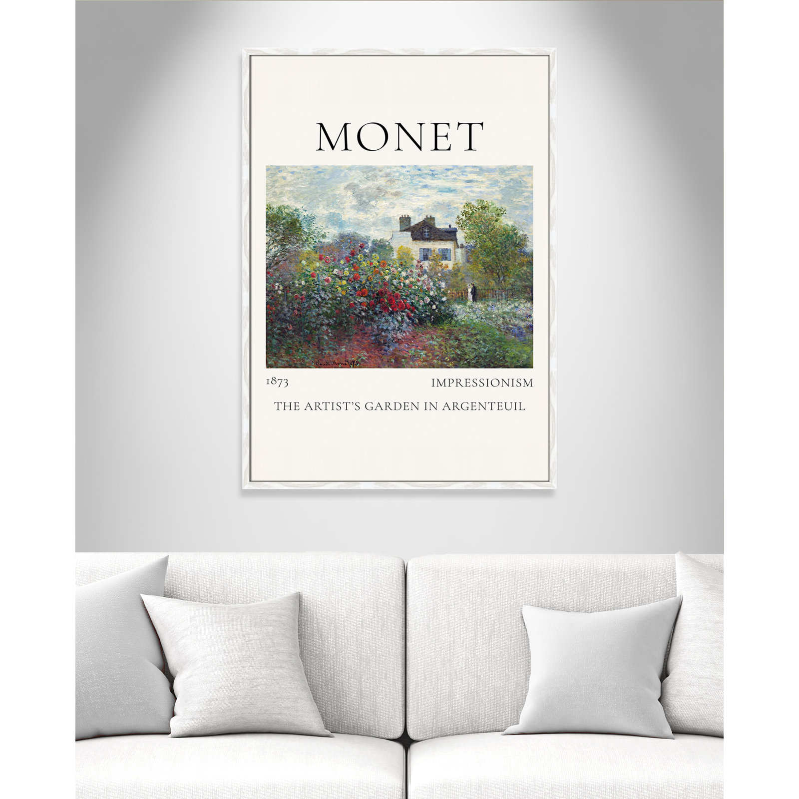 Artists Garden in Argenteuil Print by Claude Monet, No, White Single Picture Frame, 41.5" H x 29.5" W x 0.75" D