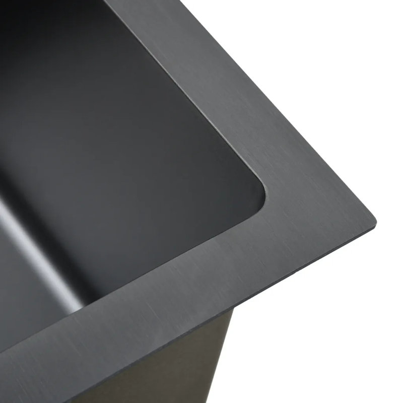 Belfry Kitchen Aponte 440mm W Steel Kitchen Sink, Matte Black