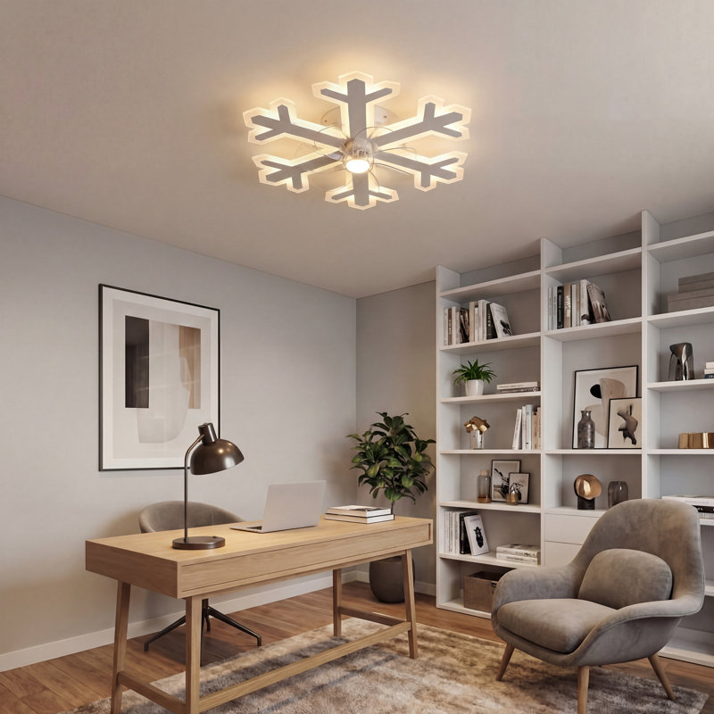 23.23'' Blade Dimmable LED Flush Mount Ceiling Fan with Remote Control