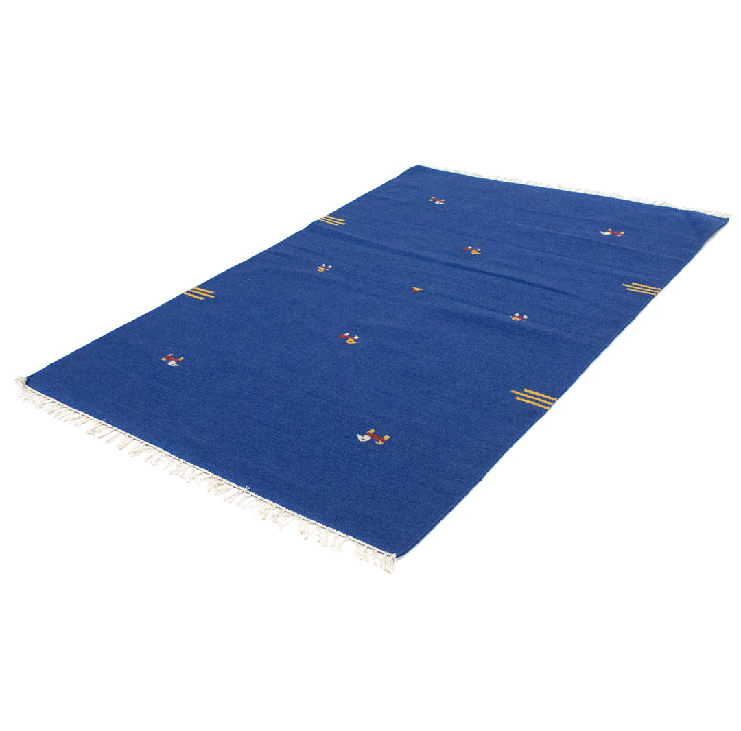 Handmade Kilim Wool Blue Indoor/Outdoor Rug