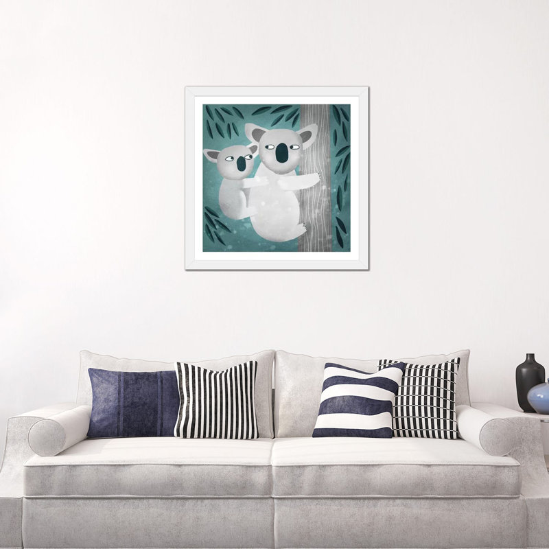 " Koala " by Nic Squirrell, 24" H x 24" W x 1" D, White Framed Paper, White