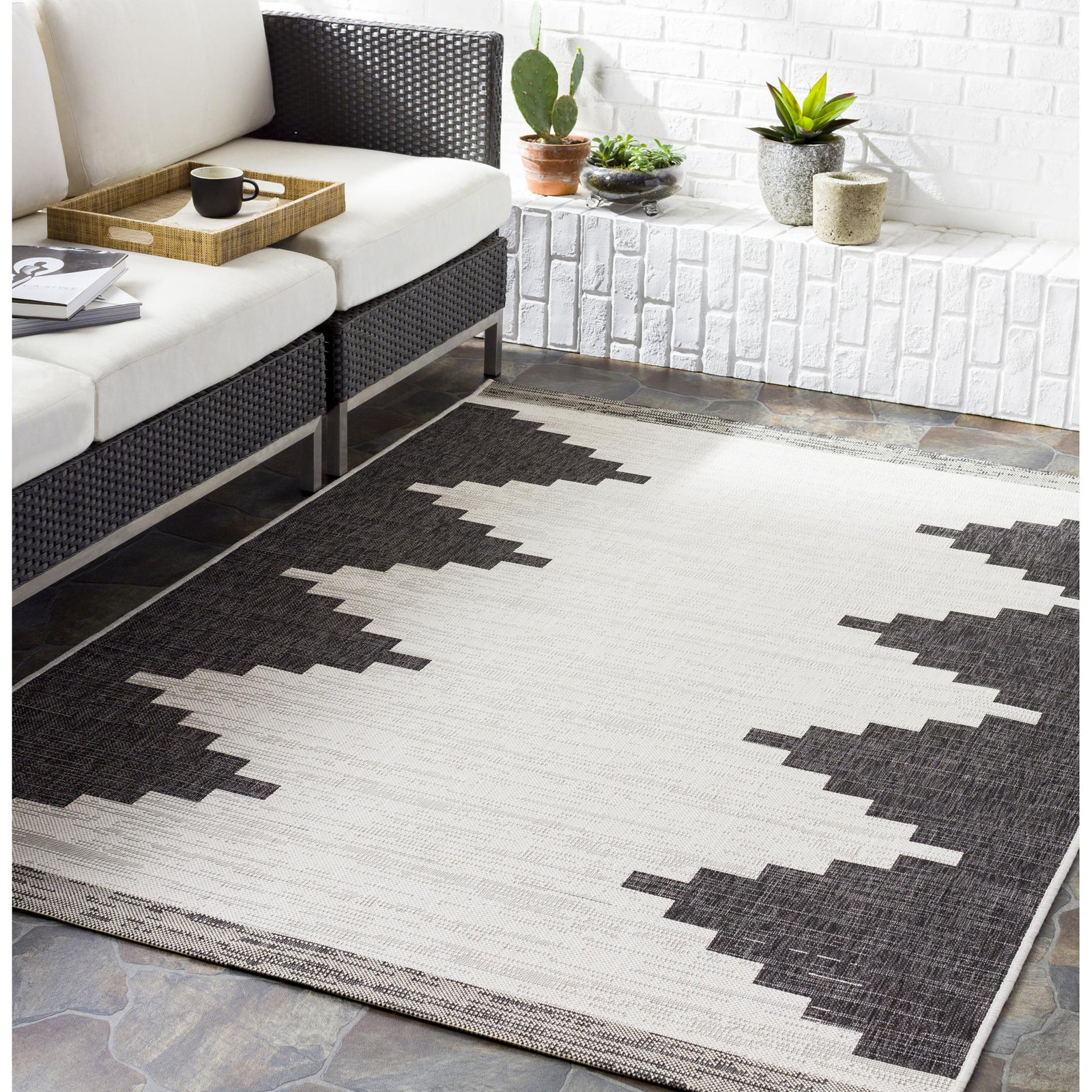 Mortimer Charcoal Outdoor Rug, Rectangle 7'10" x 10'2"