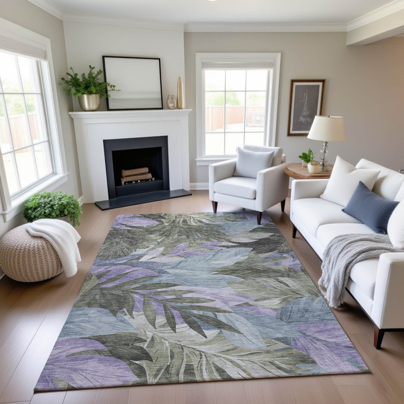 Tapis floral de qualité supérieure lavable à la machine Elize AMF1493, Rectangle 10 pi x 14 pi