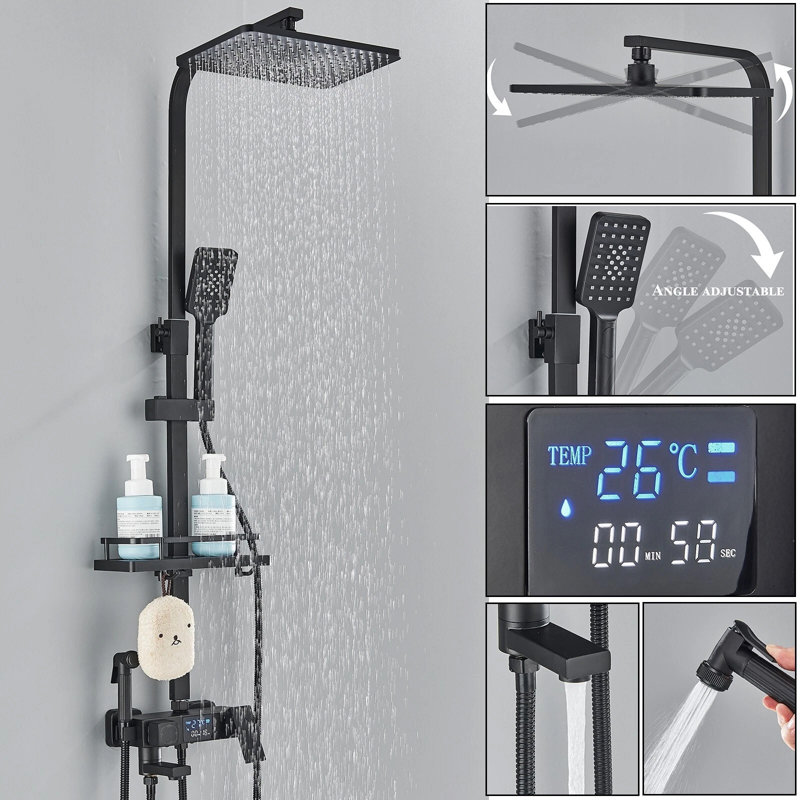 Wall Mounted Shower Faucet, Mattle Black