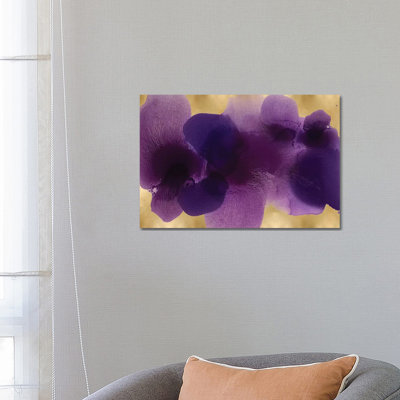 Free Form Purple On Gold by Hannah Carlson - Wrapped Canvas Print