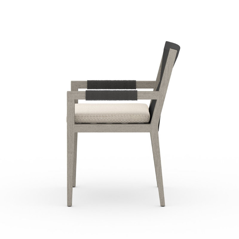 Sherwood Outdoor Dining Armchair, Faye Sand, Weathered Gray