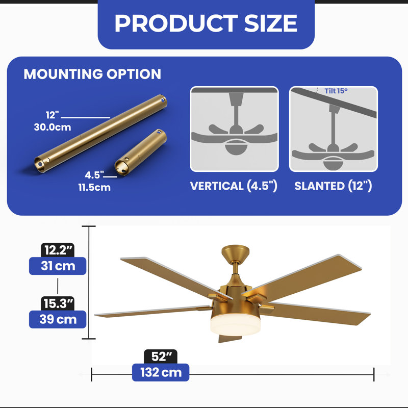 Ventilateur de plafond 52 po avec lumières DEL Betzie