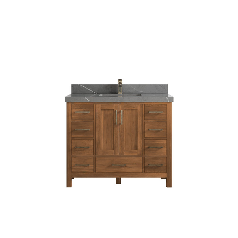 Ensemble de meuble-lavabo simple 42 po Malibu, Quartz gris Piatra