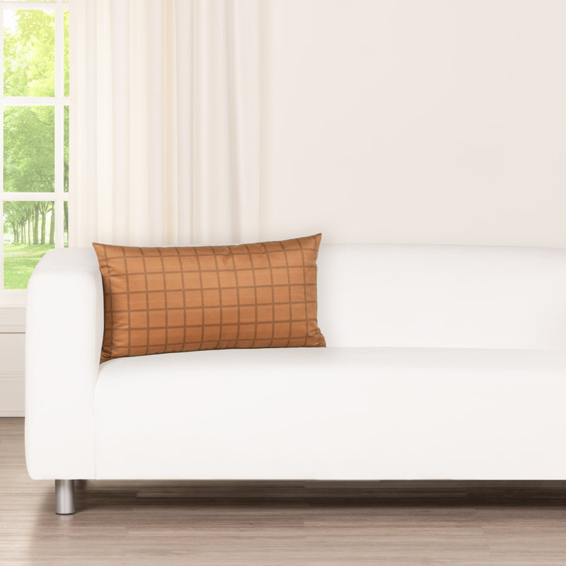 Coussin Mini Grid, 26 po x 14 po, Bourre en polyester, Carmel