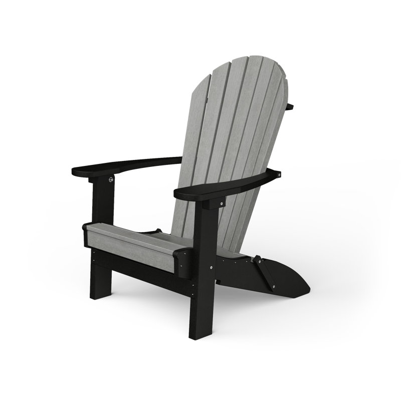 Chaise Adirondack pliante en plastique Wisby, Bois flotté gris / noir