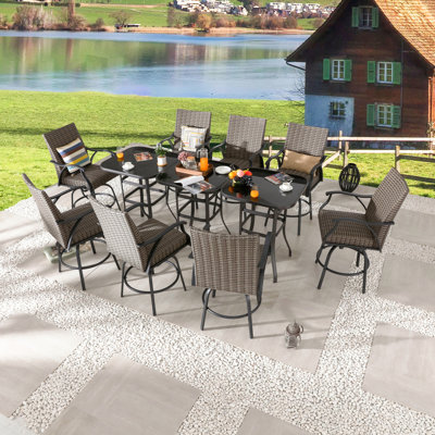 8 - Person Wicker Patio Dining Set with Square Table