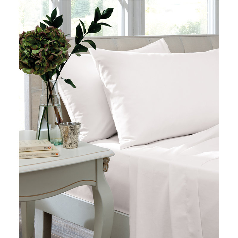 Narang 200 Thread Count 100% Cotton Flat Sheet, Double (4'6), White