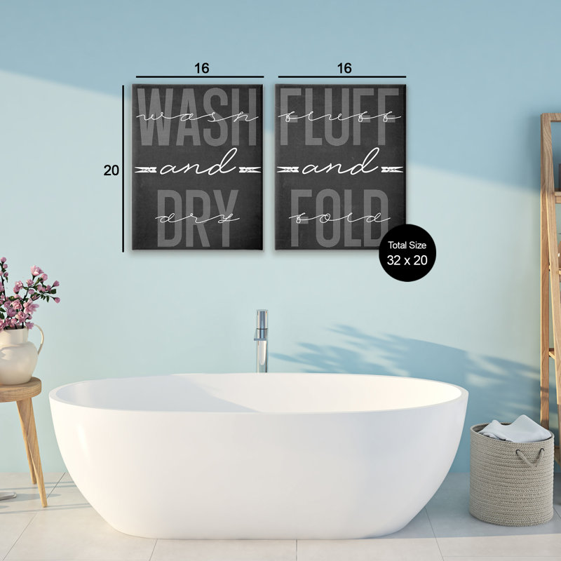 Laundry Words in Black 2pc Canvas Set, design by Marcus Prime