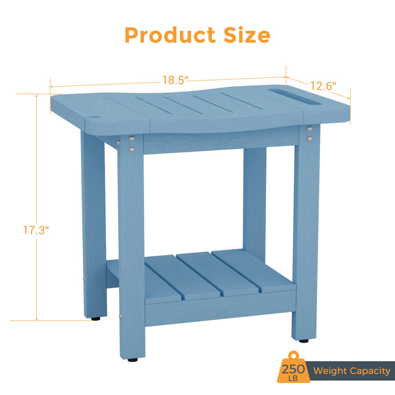 Patio HIPS Shower Benches , Lake Blue