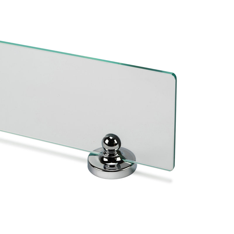 Worcester Wall Mounted Glass Shelf with Traditional Chrome Brackets 60cm